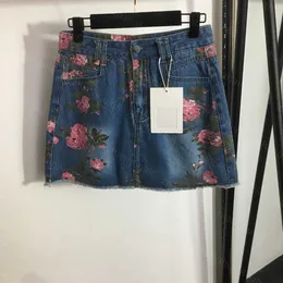 23ss womens designer clothing designer Skirts Floral print denim short skirt safety pants lined with High quality women clothes