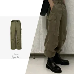 Весенние и летние прямые брюки-карго с карманами мужские и женские серо-зеленые повседневные брюки