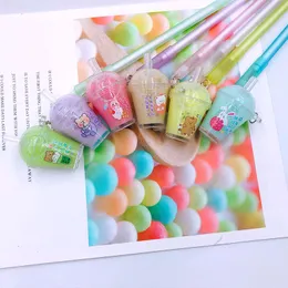 펜 30 pcs/lot kawaii 밀크 티 베어 펜던트 젤 펜 귀여운 0.5mm 블랙 잉크 시그니처 펜 홍보 선물 문구 학교 용품