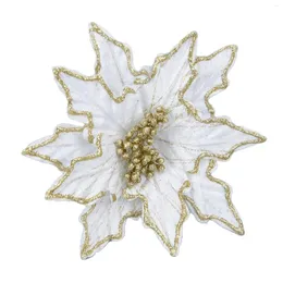 Decorative Flowers 20cm Simulated Golden Christmas Flower 25cm Gildeds Flannelette Gauzes Tree Artificial For Crafts