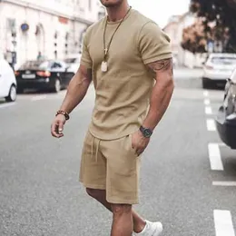 Men's T-shirt Suits Tracksuit Tennis Shorts Set Solid Colored Crew Neck Outdoor Street Short Sleeve Drawstring 2 Piece Clothing Apparel Designer Sportswear Classic