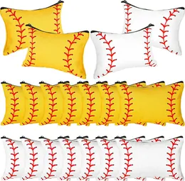 DHL100pcs Sacchetti cosmetici Tela Borsa da viaggio con cerniera da baseball bianca gialla