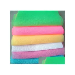 Bath Brushes Sponges Scrubbers Nylon Mesh Shower Body Washing Clean Exfoliate Puff Scrubbing Towel Cloth Ph1 Drop Delivery Home G Dhmgh