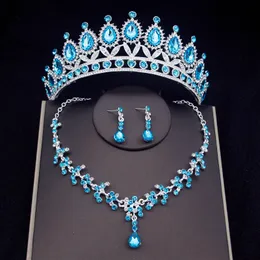 Set di gioielli da sposa Fashion Bridal Bride Tiara Crown Set di orecchini Collana per donne Accessori per gioielli da festa di compleanno 230627