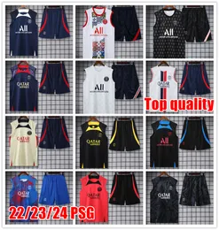 2023 PSGS Tracksuit Soccer Jerseys Vest Men Training Suit Shorts Suit 23 24 New Paris Sportswear Football Jersey Kit Uniform Chandal Sweatshirt Sweater Set Top