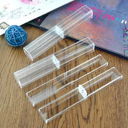 Bolsas de 100pcs/lote plástico transparente caixas de caneta promocional vazia Caixa de lápis de armazenamento transparente para estudantes material de escritório escolar