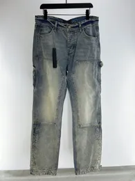 Highend marka dżinsy proste stały kolor multi kieszeni Pocket Proste spodnie luksusowe designerskie dżinsy