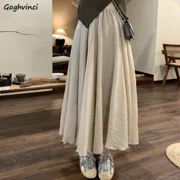 Saias Maxi Feminino Suave Suave Primavera Mori Menina Lazer Linha A Japonês Elegante Cintura Alta Roupas Puras Vintage Faldas Largas