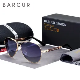 Sunglasses BARCUR Design Alloy Polarized Mens Sun Glasses Women Pilot Gradient Eyewear Mirror Shades De Sol 230627