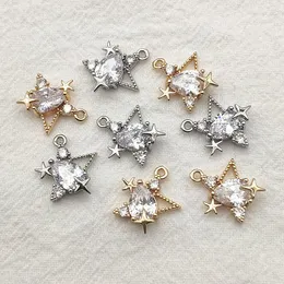 Jewelry New Arrival 16x14mm 50pcs Cubic Zirconia Pendant Star Charm for Handmade Earring Necklace Part Diy Accessories,jewelry Findings