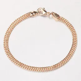 Link Bracelets 4,5 mm 585 Rose Gold Kolor Bransoletka dla kobiet dziewcząt łańcuch foxtail tkający 8 cali 20 cm HCB67