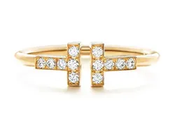 Projektant oryginalny podwójny pierścień tiffays biały fritillaria z diamentowym otwierającym zimny wiatr ins v złoty palnik róży róży palec wskazujący