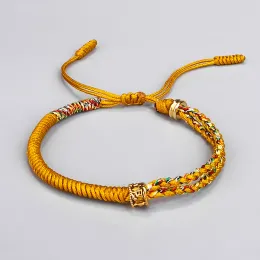 Pulseira artesanal budista tibetano de seis caracteres mantra contas trançadas de algodão corda da sorte pulseiras para mulheres homens amuleto jóias