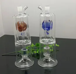 Glasrökningsrör tillverkar handblåsta vattenpipa bongs dubbla lager partition filtrerat glasvattenrör