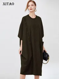 Dress Xitao robe à tricoter ample mode couleur unie trois quarts chauve-souris manches femmes automne simplicité nouvelle robe pull Wld9089