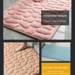 Pads Bathroom Bath Mat 3d Cobblestone Emed Non Slip Mat Floor Rug Water Absorbent Doormat Memory Foam Cobblestone Foot Mat