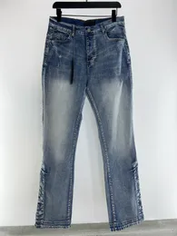 Hochwertige Herrenjeans, modisches Knopfnaht-Design, blaue, gerade Jeans, Designer-Jeans, Luxusmarke