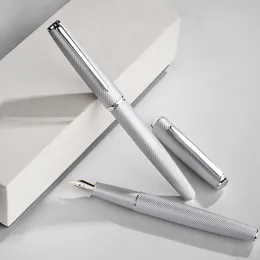 Pensje Hongdian A3 Metal Fountain Pen Piękne Silvergolden Nib Ef F 0,4 0,5 mm pisanie z atramentem Biuro Biuro Aluminium Aluminium