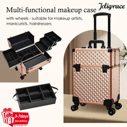 Makeup Train Cases Travel Professional Suitcase with Wheels Make Up Trolley Box Cosmetic Case Briefcase for Nail Manicure Hair Salon 230628