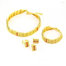 Halsbandörhängen Set Gold Color Ethiopian Trendy Ring Artrea Habesha Wedding Jewelry