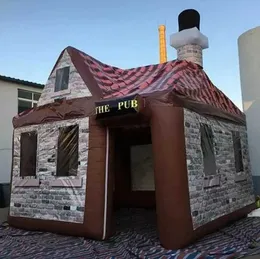 2023 Ankomst 5x5 m uppblåsbar pub med skorstenens rörliga hus tältfest för utomhusunderhållning