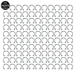 Navel Bell Button Rings Wholesale 100PCSLot Steel Nose Ring Hoop Nostril Piercing Septum Horseshoe Fake Body Jewelry 16G 12mm 230628