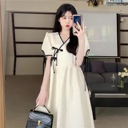 Roupas étnicas 2023 Estilo Chinês Melhorado Qipao Vestido Feminino Verão Cintura Alta Saia Evasê Longa Mulheres Graciosas Diariamente