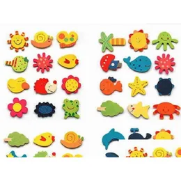 Fridge Magnets Wooden Magnet Sticker Magnet/Refrigerator Mes Clip Childrens Cute Cartoon Drop Delivery Home Garden Dho8Q