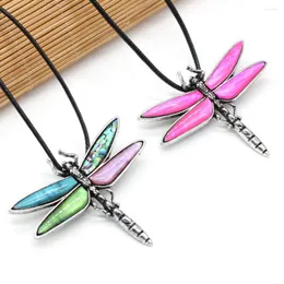 Pendant Necklaces Natural Abalone Shell Necklace Exquisite Dragonfly For Jewelry Gift Length 55 5cm Size 50x62mm