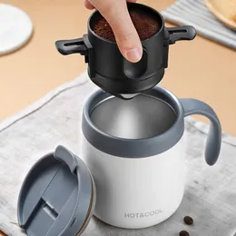 Coffeware sätter återanvändbart bärbart rostfritt stål dropp kaffefilterkon Papperslösa kaffedrippare Compappers för hemresor Camping 230628