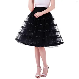 Kjolar 2023 Summer Gaze Womens Sweet Style Cake Mesh Black White 2 Color Mid Long High midje Tulle bollklänning