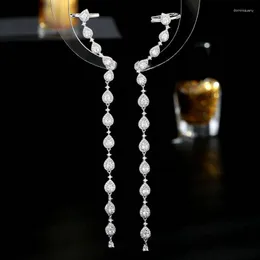 Orecchini pendenti Bilincolor Crystal Clear Cubic Zirconia Luxury Long Nappa Orecchino con clip