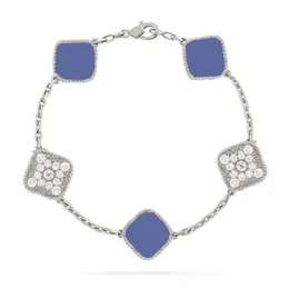 Classico Van Accessori per gioielli Bracciale trifoglio Bracciale di lusso designer per donna Gioielli mossanite Oro 18 carati Piatto argento Agata Diamante bracciali a quattro foglie donna