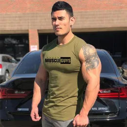 Men's Tank Tops Muscleguys Clothing Fashion Cotton Sleeveless Shirts Workout Top Men Fitness Singlet Bodybuilding Gym Vest