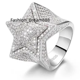 Dropshipping Belle gioielli Hip Hop Iced Out Sterling Sier VVS Moissanite Diamond Star Ring per uomo donna