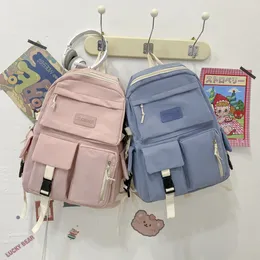 School Bags Preppy Style Canvas Backpack Women Contrast Color Harajuku Backpacks Students Bag Female Large Capacity Rucksack 230629