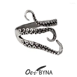 Cluster Rings Octbyna Vintage Punk Octopus Tentacle Sea Monster Silver Color Ring For Men Stylish Unika smycken