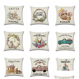 Pillow Case Easter Bunny Ers Cartoon Rabbit Decorative Linen Throw Cushion Festival Home Decoraon 16 Designs Drop Delivery Garden Te Dhtkd
