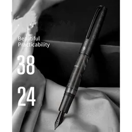 Caneta hongdiana caneta de caneta de alta grade de presente requintado pistão diferencial de pistão genuíno acrílico n7 coelho de lua cinza