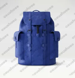 Christopher Mochila M23189 Racing Blue Embossed Leather Mens Radiant Sun Monograms Macassar Backpack M46686 Designer Bolsa de Grande Capacidade Bolsa de Viagem M20865