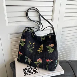 Borse da sera Hylhexyr Vintage Flowering Pattern Borsa a tracolla Donna in cotone e lino Tote Borsa da donna alla moda 230628