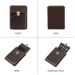 Splitters Handmade Cowhide Pens Case Box with Remove Pen Tray Portable Pen Holder Office School Pencilcase Pouch Supplies Stationery