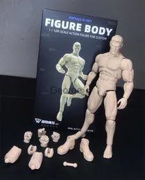 Minifig gwtoys g001 skala 112 diy manlig stark muskel super flexibel action figur body dockmodell cirka 16 cm för anpassad skissövning j230629