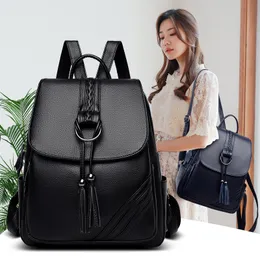 School Bags Tassel Women Backpacks Designer High Quality Soft Leather Fashion Back Bag Brand Female Travel Mochilas Mujer Backbags 230629