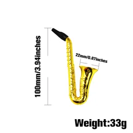 Mini Reting Pipe Saxophone Trumpet Form Metal Aluminium Tobaksrör Nyhetsartiklar Giftkvarnrök