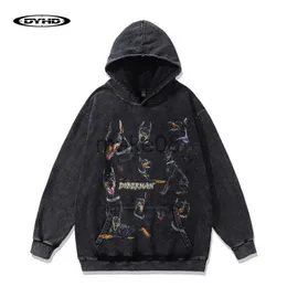 Felpe con cappuccio da uomo Felpe con cappuccio da uomo vintage Felpa Cani Stampa animali Stampa Punk Goth Oversize con cappuccio Streetwear Hip Hop Moda Pullover allentato J230629