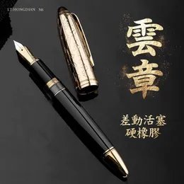 Pens Lt Hongdian N6 Piston Pen Resin Printing Cap Iridium GoldEfNib Ink Pen Business Office for Gift