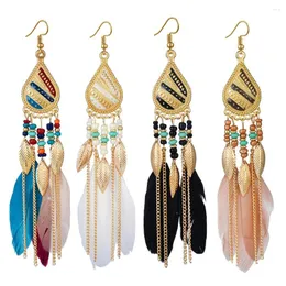 Dangle Earrings Mexico Bohemian Ethnic Style Leaves Tassel Drop Colorful Water Droplet Shapeレトロジュエリーギフト