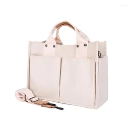Вечерние сумки SWDF 2023 Белая холщовая сумка-тоут для женщин Многокарманная сумка-мессенджер Большая вместительная женская сумка через плечо