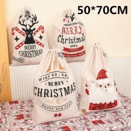 Santa säckar juldekorationer gåva dragskonkanvas stora jultomten presentpåsar grossist